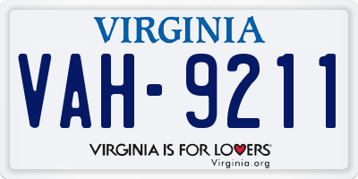 VA license plate VAH9211