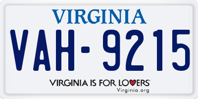 VA license plate VAH9215