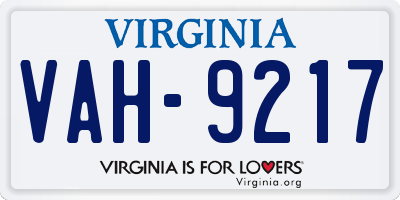 VA license plate VAH9217