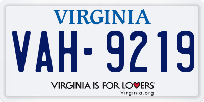 VA license plate VAH9219