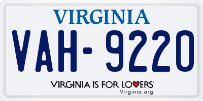 VA license plate VAH9220