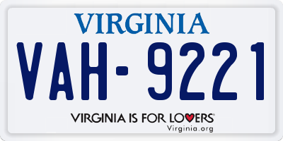 VA license plate VAH9221