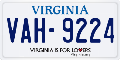 VA license plate VAH9224