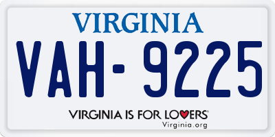 VA license plate VAH9225