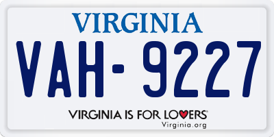 VA license plate VAH9227