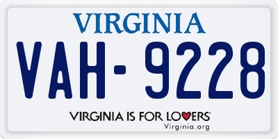 VA license plate VAH9228