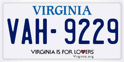 VA license plate VAH9229