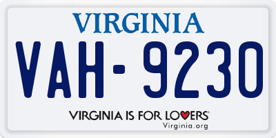 VA license plate VAH9230