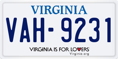 VA license plate VAH9231