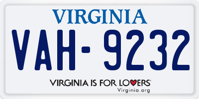 VA license plate VAH9232