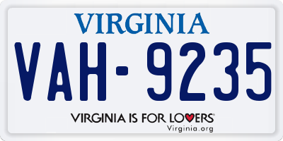 VA license plate VAH9235