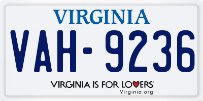 VA license plate VAH9236