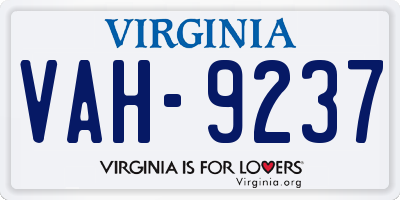 VA license plate VAH9237
