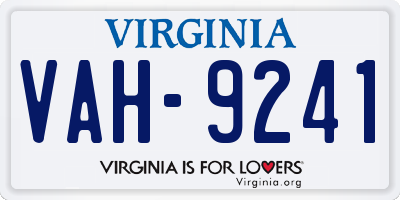 VA license plate VAH9241