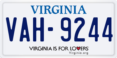 VA license plate VAH9244