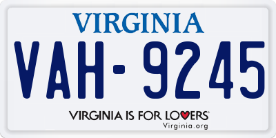 VA license plate VAH9245