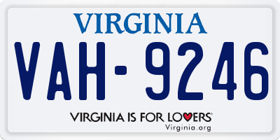 VA license plate VAH9246