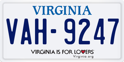 VA license plate VAH9247