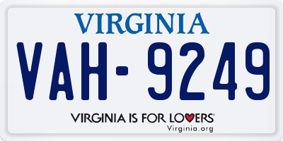 VA license plate VAH9249
