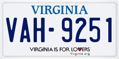 VA license plate VAH9251