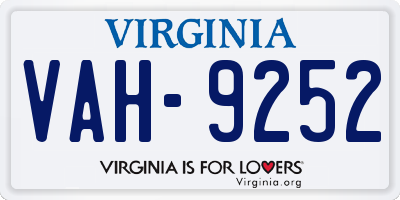 VA license plate VAH9252