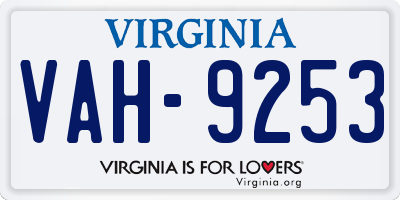VA license plate VAH9253