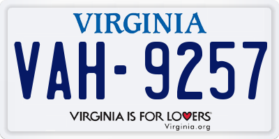 VA license plate VAH9257