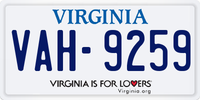 VA license plate VAH9259