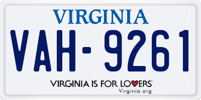 VA license plate VAH9261