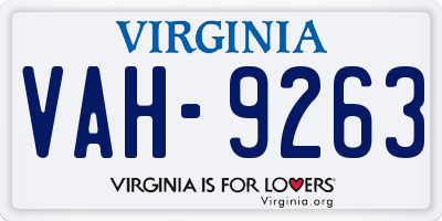 VA license plate VAH9263