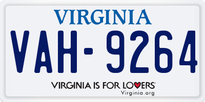 VA license plate VAH9264