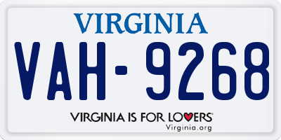 VA license plate VAH9268