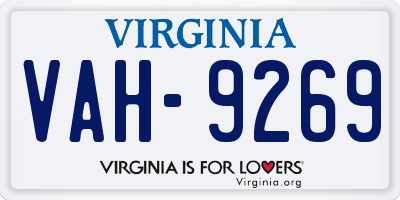 VA license plate VAH9269