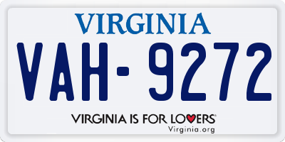 VA license plate VAH9272