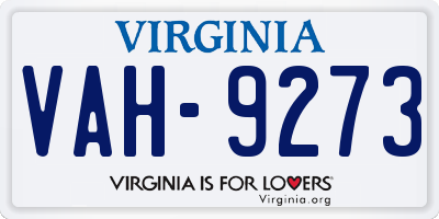 VA license plate VAH9273