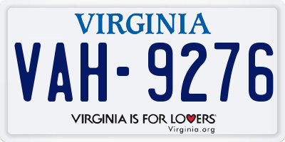 VA license plate VAH9276