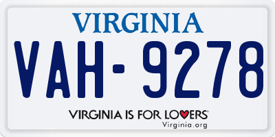 VA license plate VAH9278