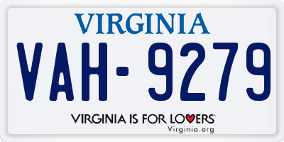 VA license plate VAH9279