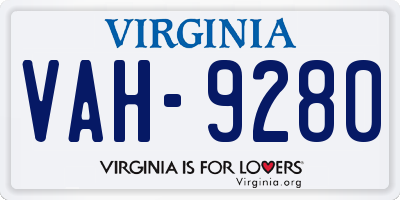 VA license plate VAH9280