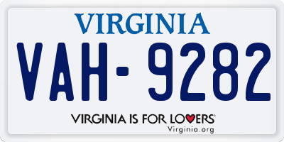 VA license plate VAH9282