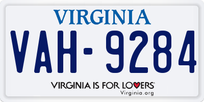 VA license plate VAH9284