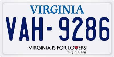 VA license plate VAH9286