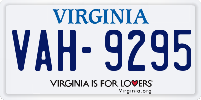 VA license plate VAH9295