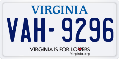 VA license plate VAH9296
