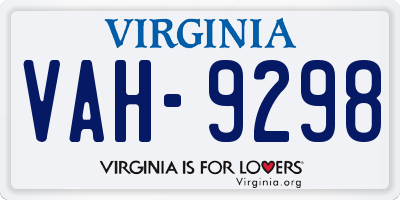 VA license plate VAH9298