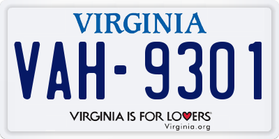 VA license plate VAH9301