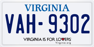 VA license plate VAH9302