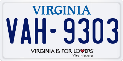 VA license plate VAH9303