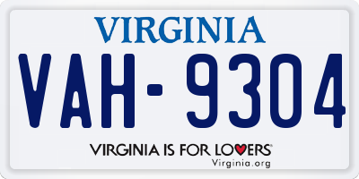 VA license plate VAH9304