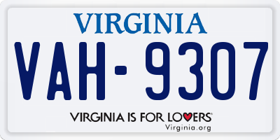 VA license plate VAH9307